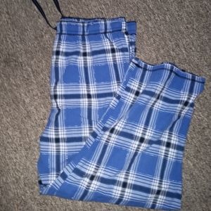 Axcess electric blue and silver metallic plaid cotton pajama pants size medium